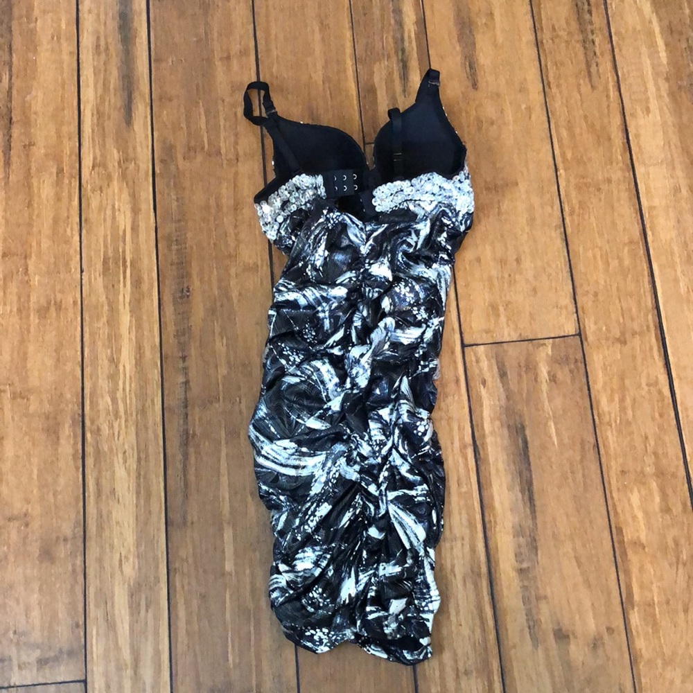 *SOLD* Silver & Black Bodycon Bustier Dress - Picture 5 of 6